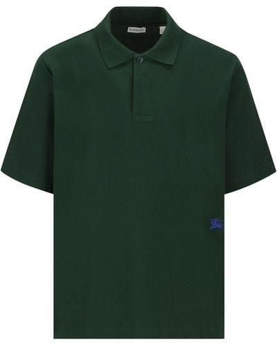 Burberry Logo-embroidered Short Sleeved Polo Shirt - Green