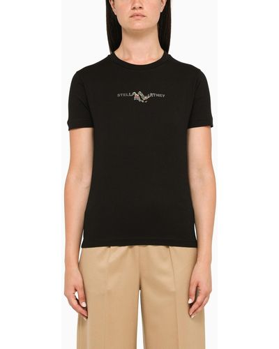 Stella McCartney Front Logo-Print T-Shirt - Black