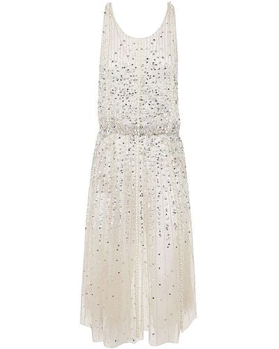 Elisabetta Franchi Sleeveless Dress With Pearls - White