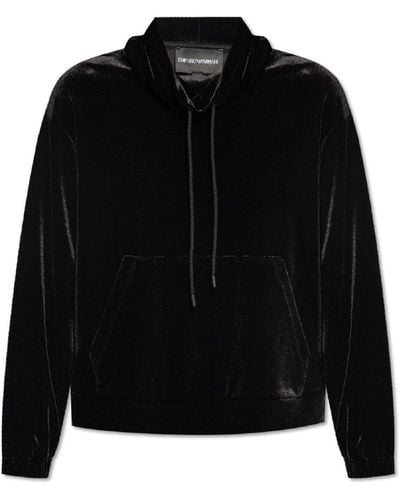 Emporio Armani Velvet Sweatshirt, ' - Black