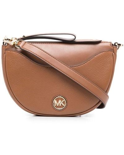 MICHAEL Michael Kors Moon Brown Leather Crossbody Bag M Michael Kors Woman