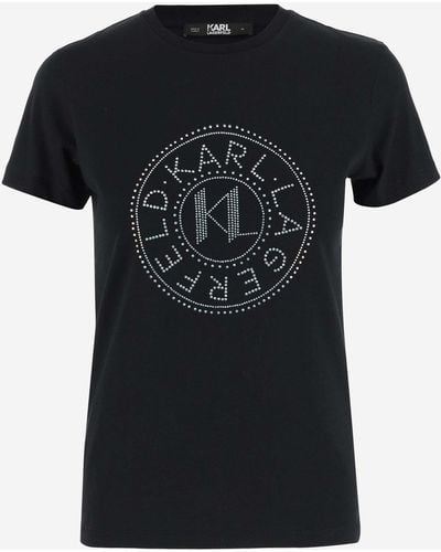 Karl Lagerfeld Cotton T-Shirt With Logo - Black