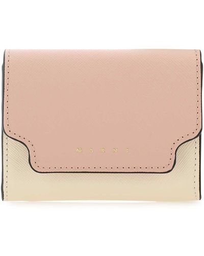 Marni Two-Tone Leather Coin Purse - Pink