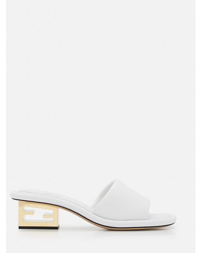 Fendi Nappa Leather Slide Sandals - White