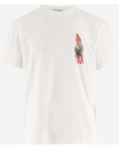 JW Anderson Cotton T-Shirt With Graphic Print And Logo - White