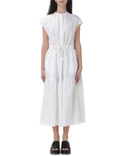 Woolrich Button Detailed Drawstring-waist Ruched Dress - White