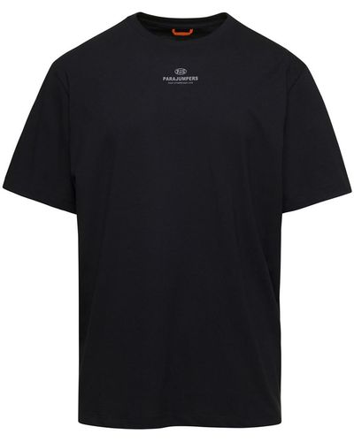 Parajumpers Crewneck T-Shirt With Contrasting Logo Print - Black