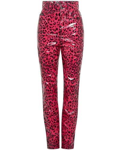 Dolce & Gabbana Leopard Skinny Trousers - Red