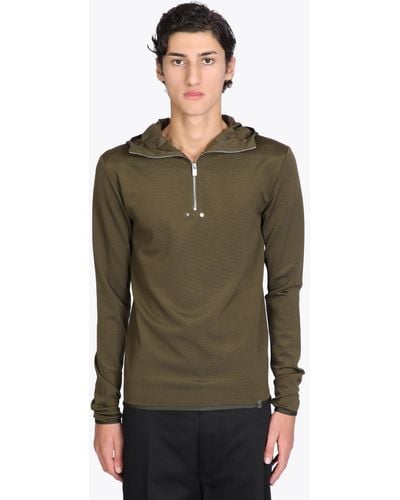 1017 ALYX 9SM Hooded Zip Top Military Green Viscose Hooded Top - Hooded Zip Top