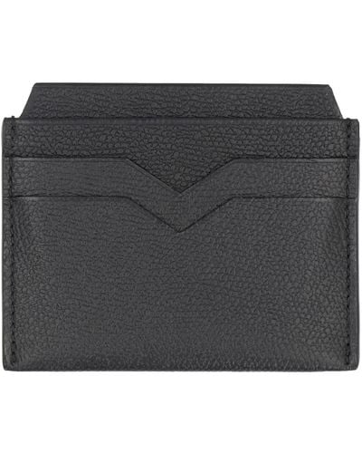 Valextra Leather Card Holder - Gray