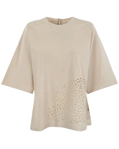 Liviana Conti Blouse With Laser Design - Natural