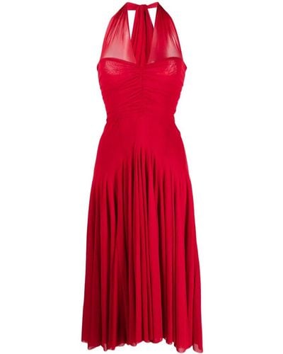 Philosophy Di Lorenzo Serafini Pleated Halterneck Midi Dress - Red