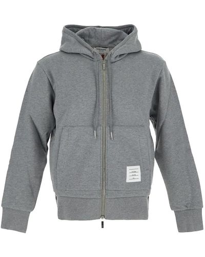 Thom Browne Hoodie Zip Up Pullover - Grey