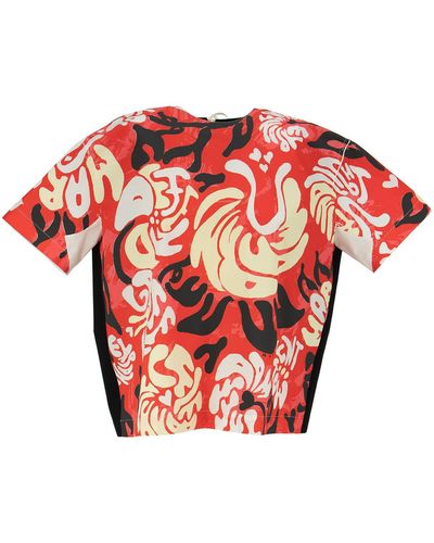 Marni Tropical Flower Print Jersey T-Shirt - Red