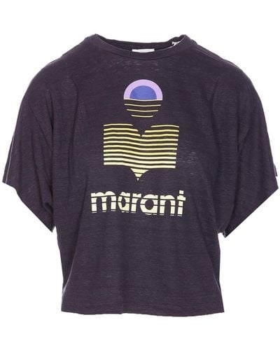 Isabel Marant Logo Printed Cropped T-shirt - Blue