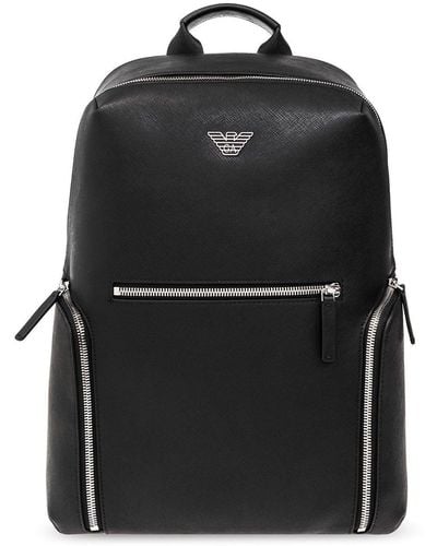 Giorgio Armani Backpack With Logo - Black