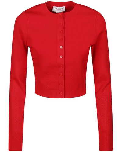 Victoria Beckham Cropped Fitted Cardigan - Red