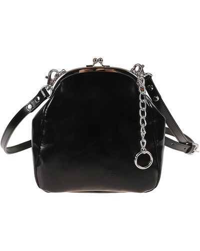 Junya Watanabe Pearl Applique Chain Link Shoulder Bag - Black