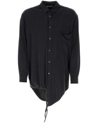 Magliano Slate Stretch Cupro Oversize Shirt - Black