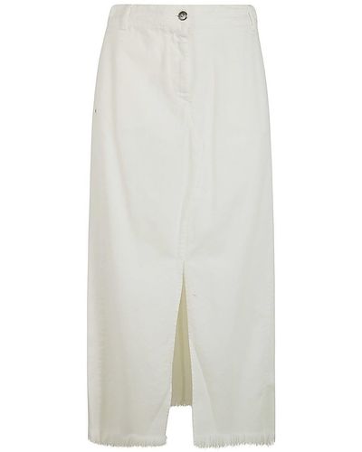 Antonelli Iago Denim Skirt With Slit - White