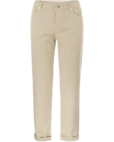 Brunello Cucinelli Five-pocket Traditional Fit Trousers In Light Comfort-dyed Denim - Natural