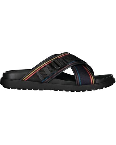 Paul Smith Leather And Fabric Slides - Black