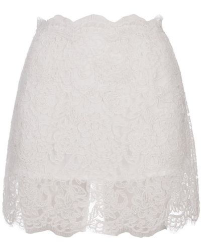 Ermanno Scervino White Floral Lace Mini Skirt
