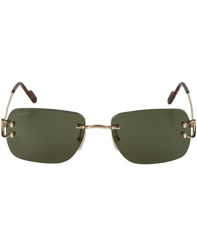 Cartier Frame-Less Square Sunglasses Sunglasses - Green