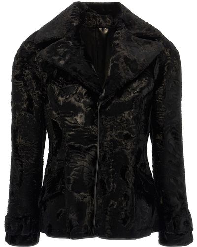Alberta Ferretti Faux Astrakhan Jacket Coats - Black
