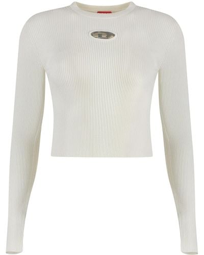 DIESEL M-Valary Ribbed-Knit Top - White