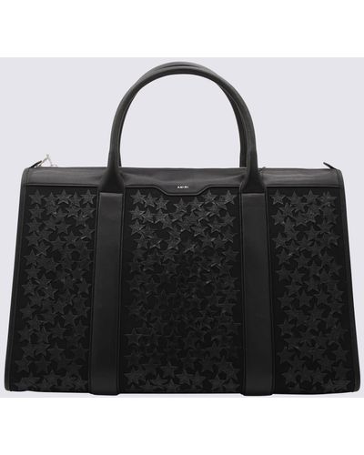Amiri Black Canvas And Leather Stars Weekender Bag