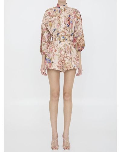 Zimmermann August Paneled Playsuit - Natural