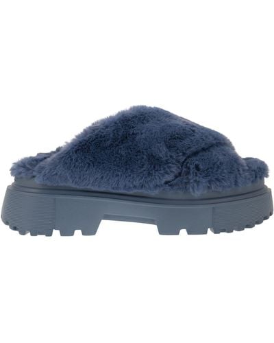 Hogan Faux Fur Sandal - Blue