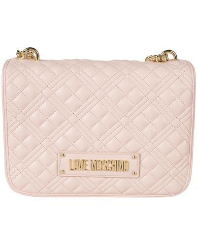 Love Moschino Logo Embossed Quilted Chain Shoulder Bag - Pink