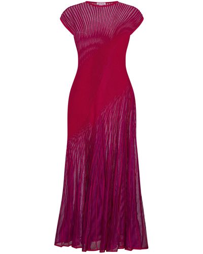 Alaïa Twisted Knit Midi Dress - Purple