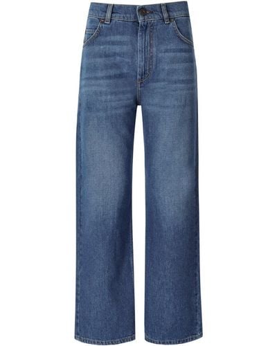 Weekend by Maxmara Logo Patch Cotton Jeans - Blue