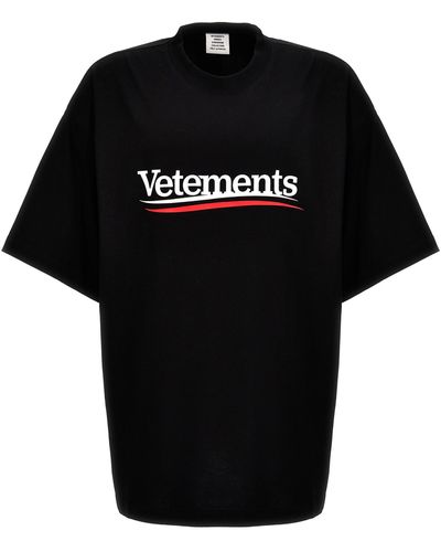 Vetements Logo Cotton T-Shirt - Black