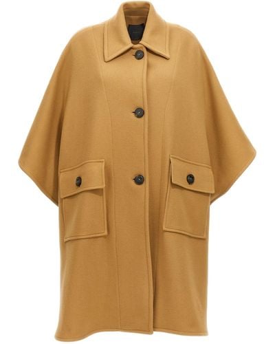 Pinko Wool Blend Single-breasted Coat - Natural