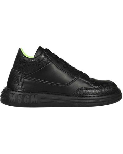 MSGM Leather Low Trainers - Black
