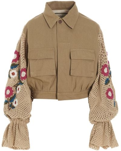 TU LIZE Crochet Sleeves Jacket - Natural