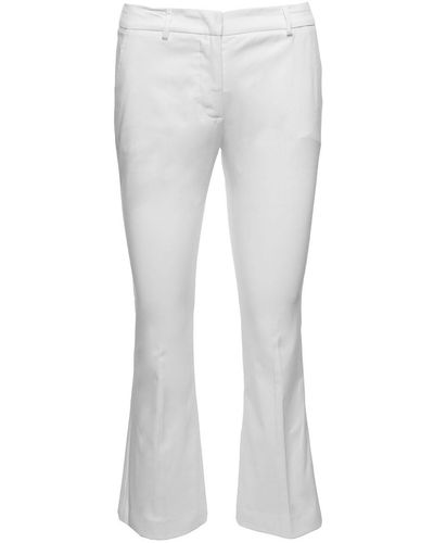 PT01 White Crop Flared Pants In Stretch Cotton - Gray