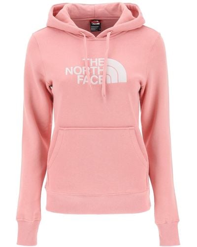 North Face Sweater Womens Large Blue Pink Logo Outdoor Hoodie Sweatshirt  Ladies