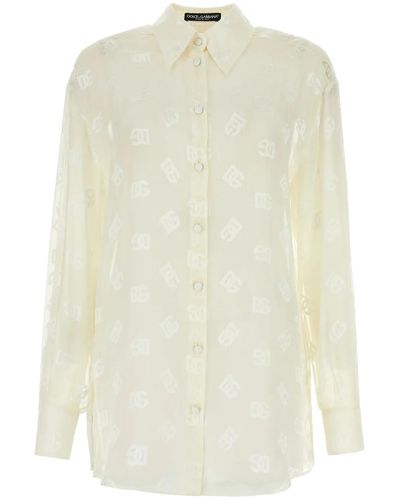 Dolce & Gabbana Ivory Viscose Blend See-Through Shirt - White