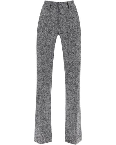 Alessandra Rich Pants With Herringbone Motif - Gray