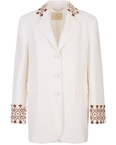 Ermanno Scervino One-Breasted Jacket With Embroidery - White