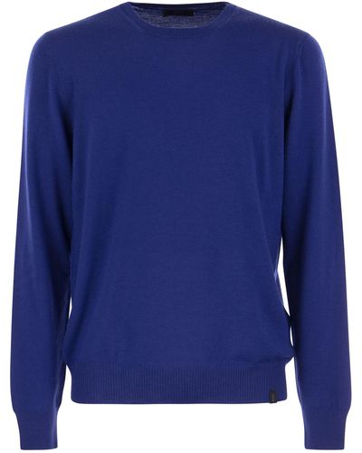 Fay Wool Crew-Neck Pullover - Blue
