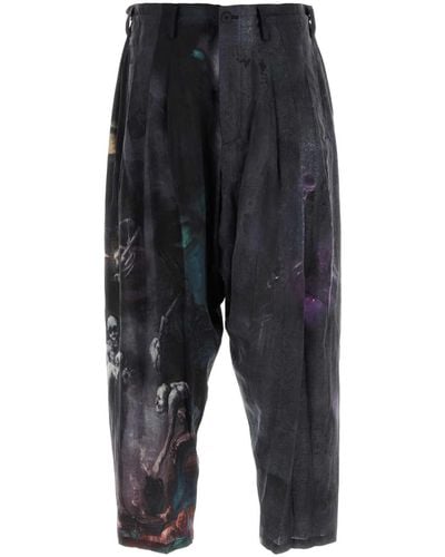Yohji Yamamoto Printed Cellulose Pant - Black