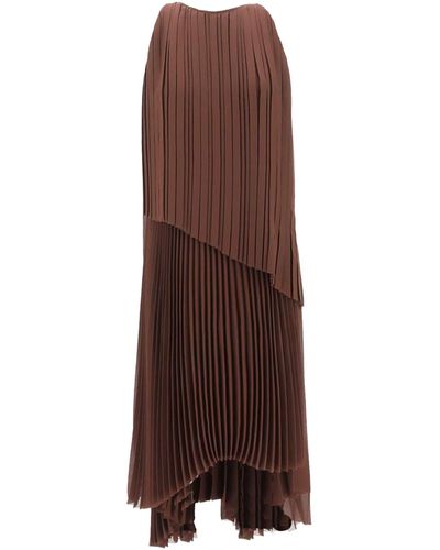 Fabiana Filippi Long Pleated Dress - Brown