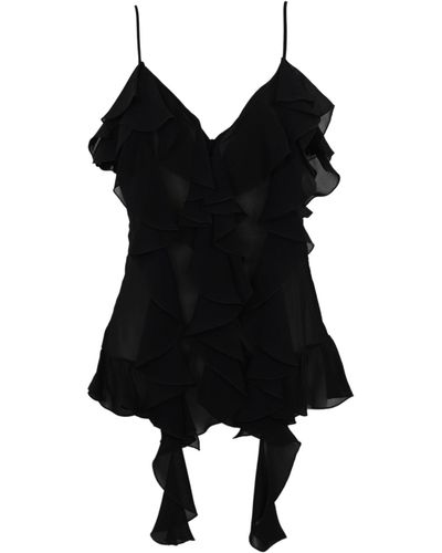 Dondup Creponne Top With Ruffles - Black