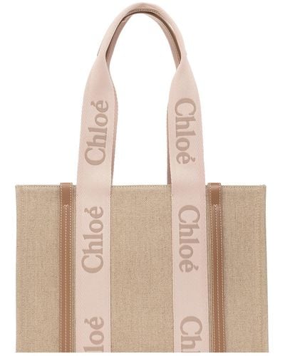 Chloé Woody Medium Shopper Bag - Natural